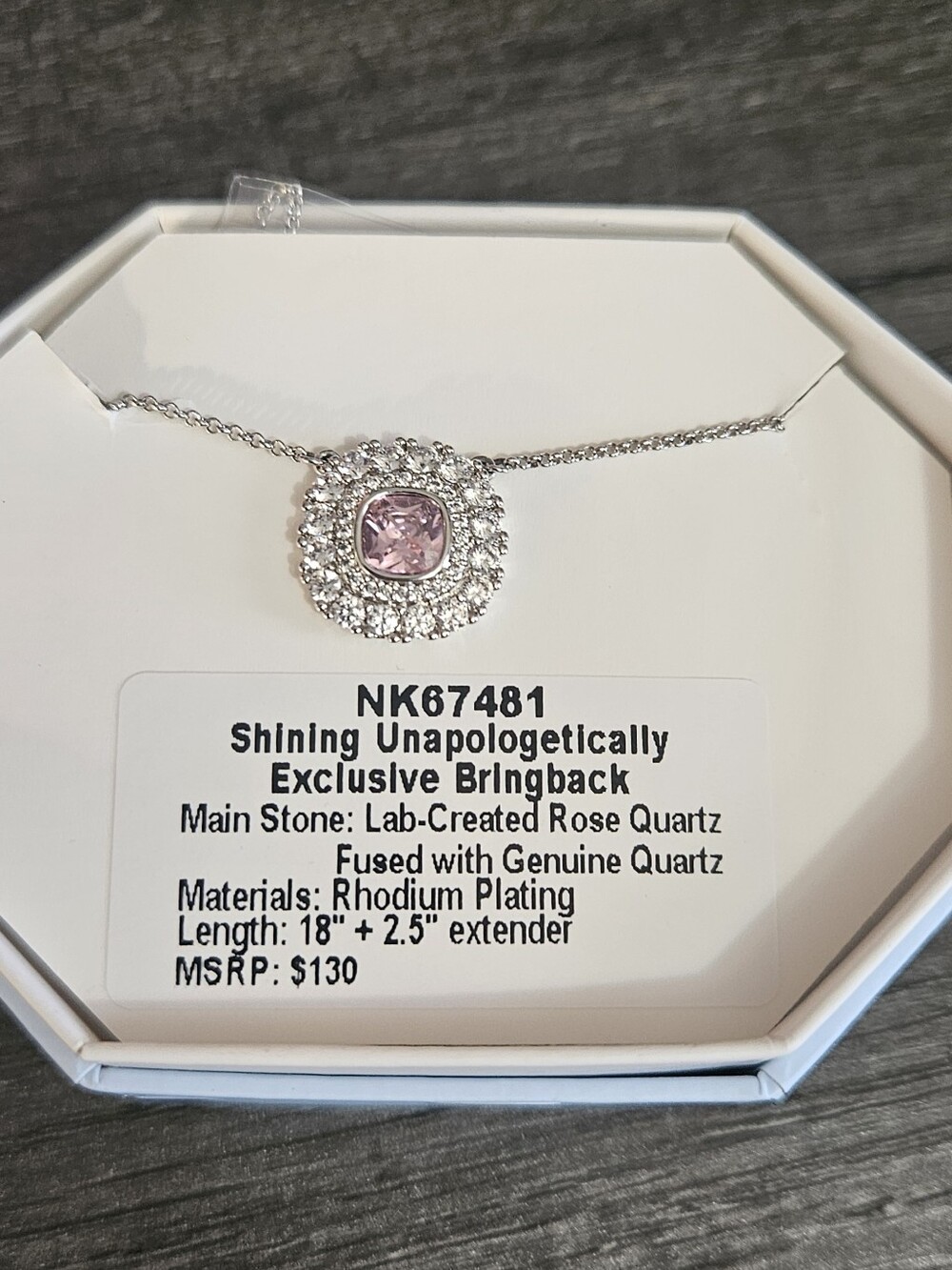 Bomb Party Shining Unapologetically Rose Quartz Halo Pendant Necklace